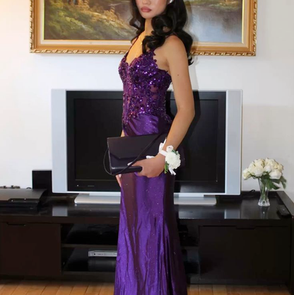 Purple shiny party dress evening dress      fg6874