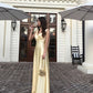 Simple A Line V neckline Yellow Long Prom Dresses      fg5330