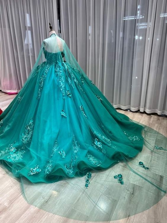 Green Long Ball Gown Party Gown Prom Dress     fg2612