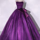 Purple Tulle Strapless Pleats Quinceanera Dress      fg4860