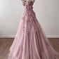 A-Line Prom Dresses Elegant Dress Formal Sweep / Brush Train Sleeveless Sweetheart Tulle with Pleats Sequin Appliques      fg4690