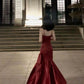 Stunning Mermaid Spaghetti Straps Long Wine Red Prom Dress Birthday Outfits      fg4875