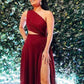 Burgundy Shiny Prom Dress, Long Evening Dress       fg4689