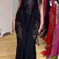 Black Prom Dress, Lace Mermaid Evening Birthday Dress     fg5056