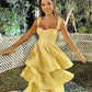 Yellow Dress Fashion Elegant Prom Dresses Vintage Princess Female Evening Party Dress    fg4527