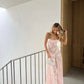 Sexy Spaghetti Straps Sleeveless Pink Lace Prom Dress    fg4887