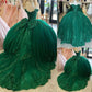 Off Shoulder Lace 2024 Quinceanera Dresses Dark Green Applique Sweet 16 Dress    fg4889