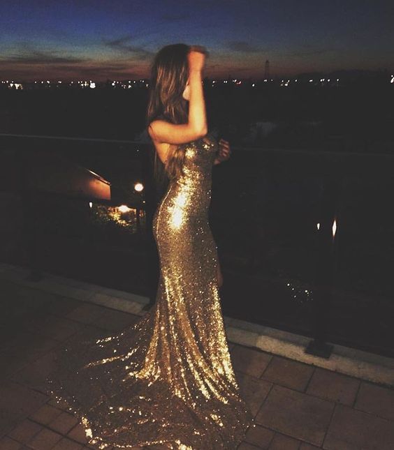 Gold Sequin Evening Dresses, Split Side Backless Prom Dresses, Long Mermaid Sequined Bridesmaid Dresses, Custom Made Prom Dresses      fg4941