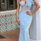 Women Prom Dress Blue Mermaid Long Dress Evening Dress      fg5431