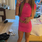 Two Piece Hot Pink homecoming Dress mini Dress Short Prom Dress      fg4961