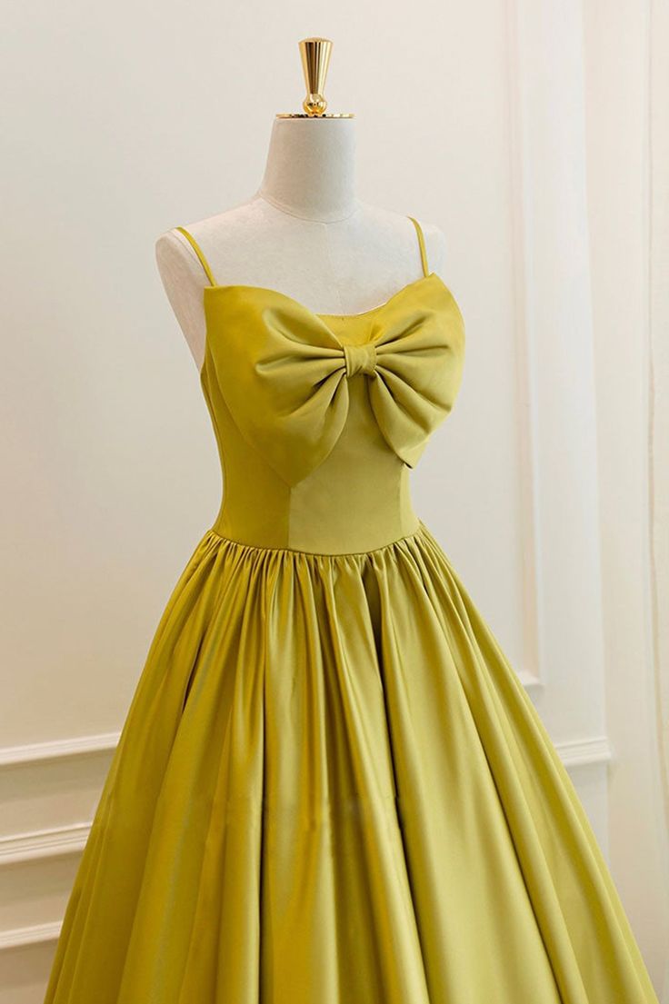 Yellow Satin Short Prom Dresses, Cute A-Line Bow Homecoming Dresses      fg5223