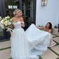 A Line Wedding Dresses Sleeveless Off The Shoulder Long Wedding Party Gowns Custom Made     fg5095