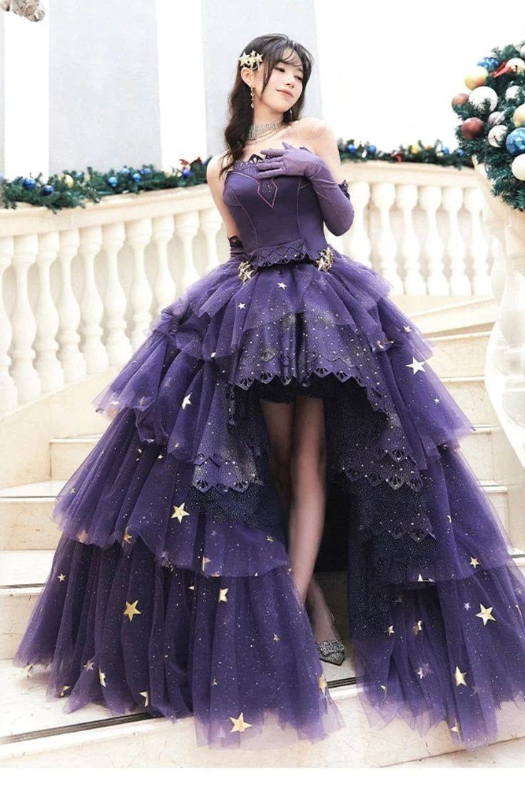 Elegant Purple A-Line Prom Dress Stars Love Elegant Lolita Party Dress    fg5105