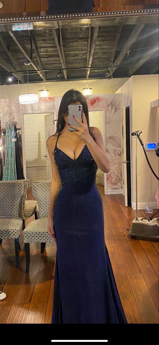 Elegant Navy Blue Mermaid Prom Dress,Navy Blue Evening Gown        fg5039