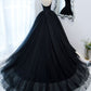 Black Sweetheart Neck Tulle Long Prom Dress, Black Formal Evening Dress      fg5446