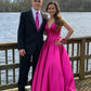 Hot Pink Satin Long Prom Dress Formal Party Dress Prom Dress         fg4351