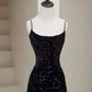 Black Mermaid Sequin Long Prom Dress, Black Formal Dress      fg5019