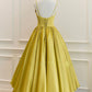 Yellow Satin Short Prom Dresses, Cute A-Line Bow Homecoming Dresses      fg5223