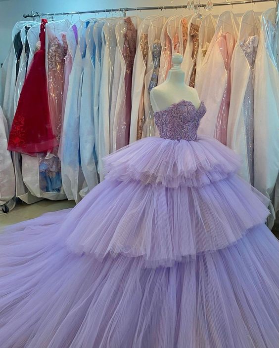 Quinceanera Dress Ball Gown Crystal Purple Prom Dresses       fg4418