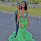 Green Beaded Mermaid Long Prom Dresses       fg5260