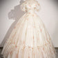 Floral Tulle Long Prom Dress, Beautiful Short Sleeve A-Line Evening Party Dress     fg4404