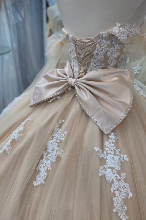 Quinceanera Dress Ball Gown Champagne Prom Dresses       fg4421