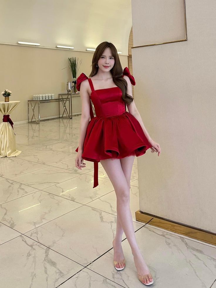 Red Straps Homecoming Dress Party Dress       fg5400