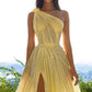 GLITTERING ONE SHOULDER DAFFODIL SEQUINS PROM DRESS LONG SPLIT ONLINE     fg346