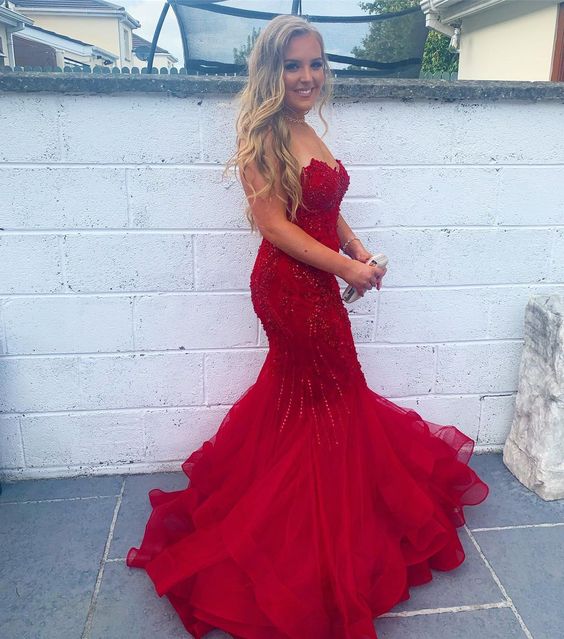 Red Mermaid Long Prom Dress,Formal Dresses,Charming Dance Dress       fg4331