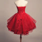 Cute Red Tulle and Lace High Low Homecoming Dress, Short Party Dress       fg3827