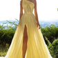 GLITTERING ONE SHOULDER DAFFODIL SEQUINS PROM DRESS LONG SPLIT ONLINE     fg346