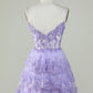 Straps Lavender Sequins Corset Layered Homecoming Dress      fg3729