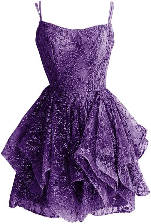 Homecoming Dresses Lace Prom Dress Spaghetti Straps Cocktail Dresses Ruffles Short Homecoming Dresses      fg3730