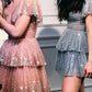 Cute tulle short cocktail dress,Shiny homecoming dresses    fg3617