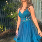 A-line Spaghetti Straps V Neck Tulle Lace Long Prom Dress Formal Dress     fg4302