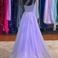 Purple Tulle One Shoulder Appliques Prom Dress      fg5402