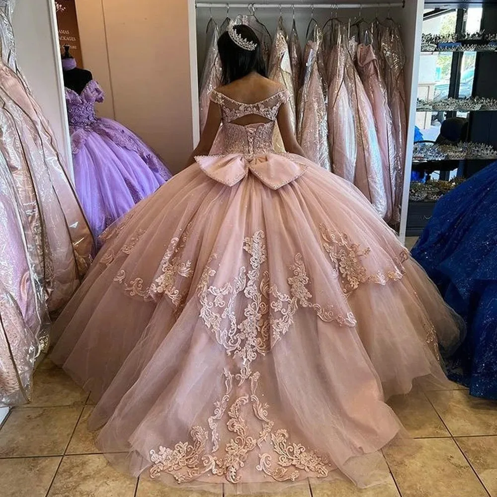 pink Quinceanera Dresses Ball Gown Formal Prom Graduation Gowns Princess Sweet 15 16 Dress        fg5588