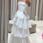 White Multi-layer Evening Dresses Long White Prom Gown   fg4482