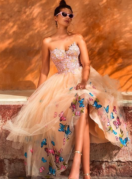 Unique Sweetheart Butterfly Flower Homecoming Dresses Online, Short Prom Dresses     fg3817