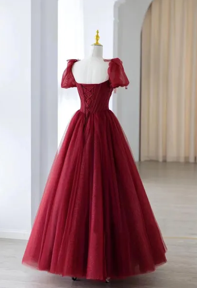 Burgundy evening dresses long elegant evening gown for women    fg4093