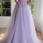 Lavender Floral Gown long prom dresses, evening dresses,party dresses, formal dress      fg3366