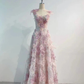 Romantic Pink 3D-Floral Prom Dress Formal Dress pink prom dresses     fg5149