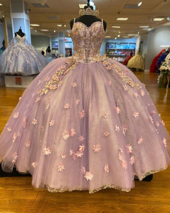 Luxury Lace Flower Quinceanera Dress Beading Tulle Vestidos De 15 Años Sweet 16 Dress Formal Birthday Party Ball Gown     fg5681