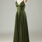 Simple Prom Dresses, A-line Sleeveless Olive Long Bridesmaid Dress      fg5010