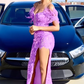 Off The Shoulder Purple Prom Dresses Long Formal Dresses With Slit     fg5277