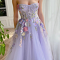 Lavender Floral Gown long prom dresses, evening dresses,party dresses, formal dress      fg3366