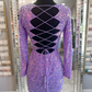 Lace-Up Sequins Plunging V Neck Long Sleeves Sheath Homecoming Dress    fg5695