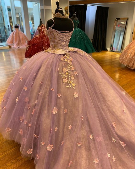 Luxury Lace Flower Quinceanera Dress Beading Tulle Vestidos De 15 Años Sweet 16 Dress Formal Birthday Party Ball Gown     fg5681