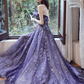 Dark Purple Tulle Style Evening Gown, Purple A-line Long Prom Dress Party Dress      fg4008