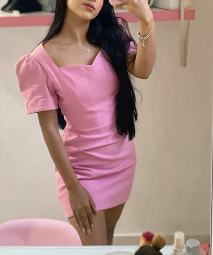 Pink Sheath Short Prom Dress,Pink Homecoming Dress      fg6147